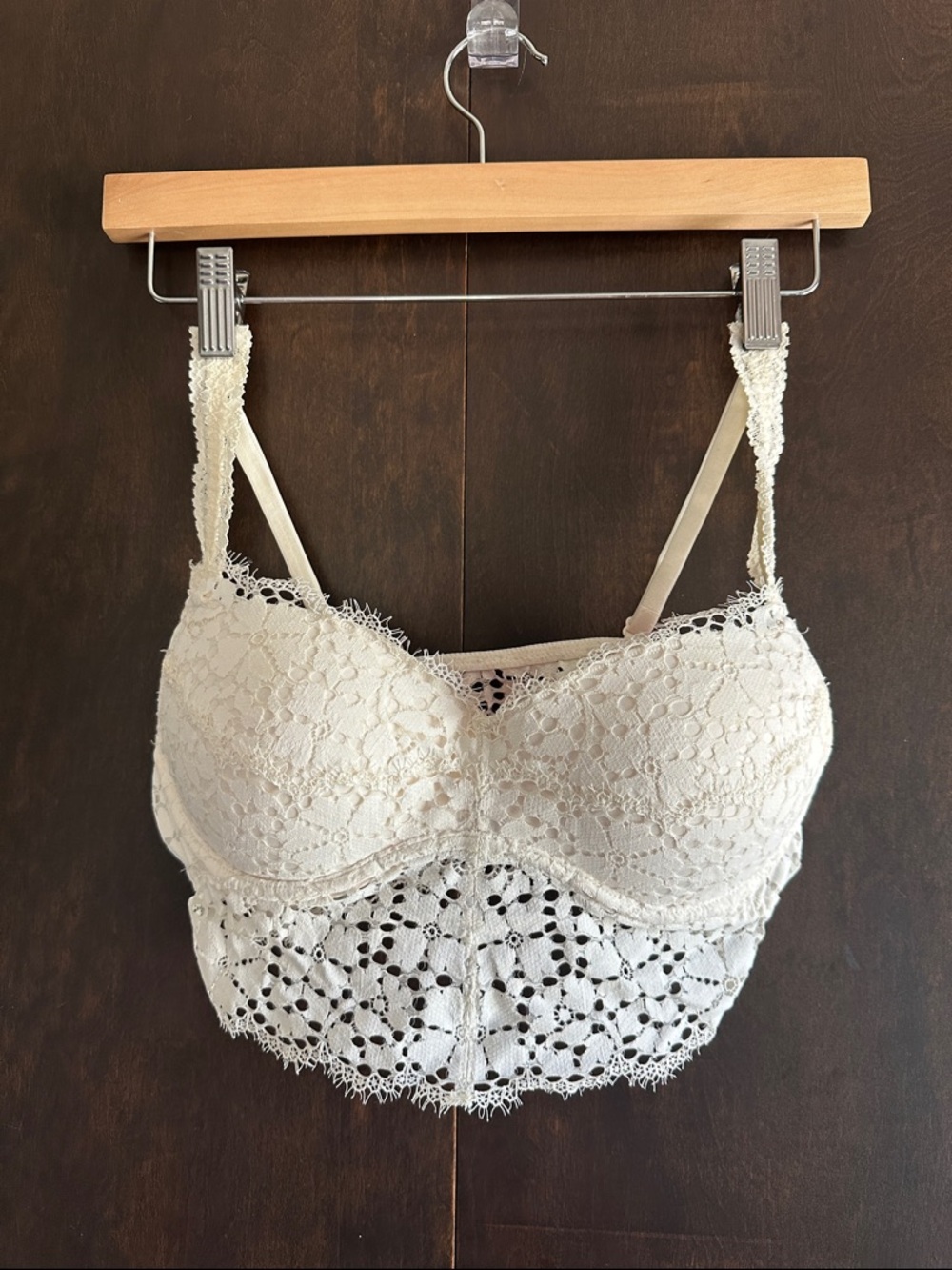 PINK Victoria's Secret Cream Lace Longline Bralette